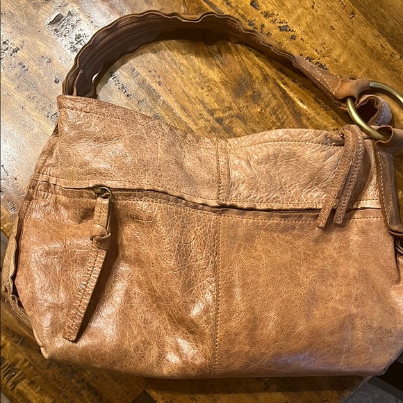 Brown Hobo Bag Soft Distressed Italian Leather - Picture 5 of 9